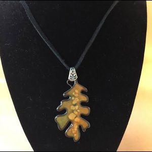 oak leaf copper pendant – clear w/clear round frit